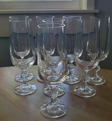Fluted Champagne Glasses Beautiful Faceted Ball Design Set of 8