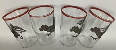 VTG Rooster Juice Glasses 3 Oz Set Of 4 Barware MCM Or Farmhouse Grannycore