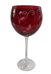 Lenox Holly Berry Etched Red Balloon Wine Glass 10″ Hand Wash Recommended