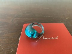 Sky Blue Pebble Ring In Baccarat Crystal Size 52