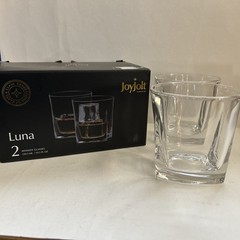 JoyJolt Whiskey Glass Set Of 2 Old Fashioned Square 3x3x4 Crystal Barware