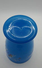 Antique French Blue Opaline Enameled Glass Tumbler