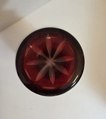 ANT VTG Bohemian Ruby Red Flash Glass Goblet Hand Painted Enamel Gilt Roses 19th