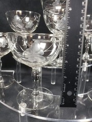 8 VINTAGE Toscany Crystal Cut Etched Butterfly Floral Champagne Glasses 4.5″