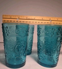 Set Of 4 Pioneer Woman Amelia Glasses/Tumblers Retired Beautiful Teal Color