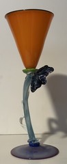 Vintage Post Modern Studio Art Glass 12” H Wine Goblet Sculpture