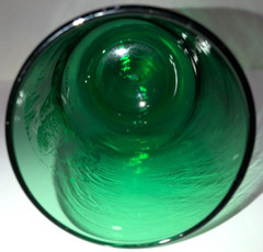 Vintage Anchor Hocking Glass Roly Poly Tumbler Forest Green Carlsbad Caverns 5″