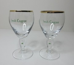 Irish Coffee Crystal Stemware Glasses Set of 2 Shamrocks