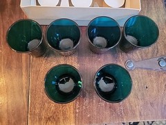 Early NUUTAJARVI NOTSJO KAJ FRANCK 6 Teal Tumblers Set CLEAN Original Box MCM