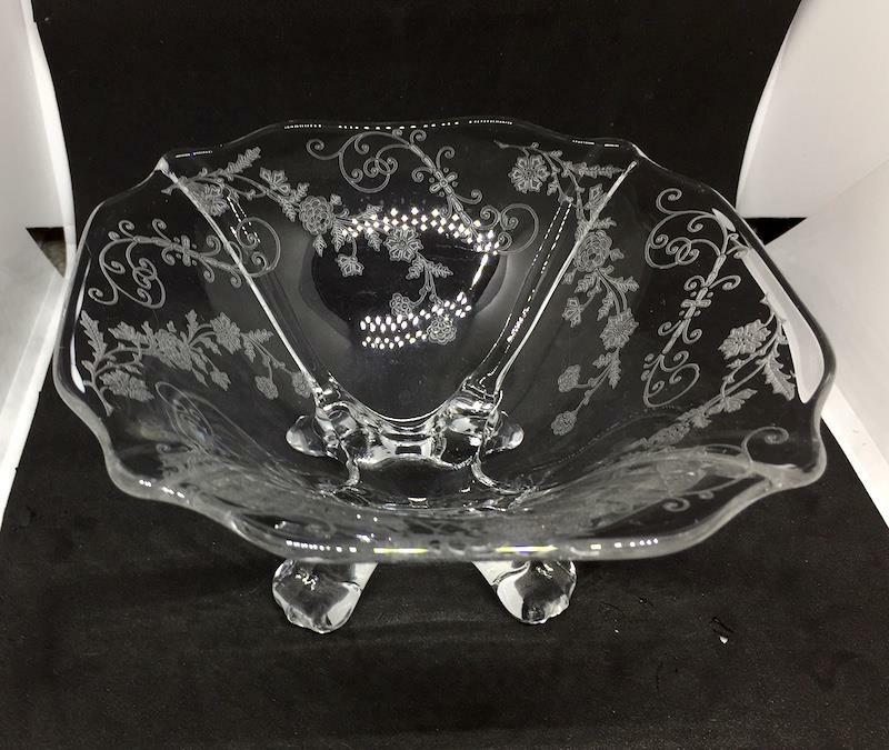 CAMBRIDGE ELAINE ETCH 5 1/2″ FOUR FOOTED BOWL/SAUCE WITH BUY IT NOW