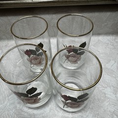 4 West Virginia Glasses Radiant Rose 4” Vintage Juice Glasses .