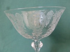 Four Tiffin June Night Crystal Elegant Glass Tall Champagne or Sherbet Glasses