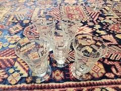 Juice Glasses Vintage 4″ Etched Berry Set Of 5