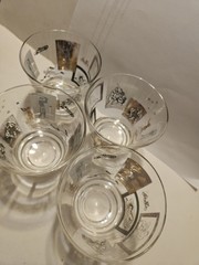 Set Of 4 Vtg Glasses Rocks Weighted Sports MCM Whiskey 3.5 X 3.5 Barware 1791.1
