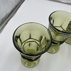 Vtg 1963-1982 MCM Six (6) Fostoria Argus Goblet Green HFM 3 3/4″ W x 6 5/8″ H