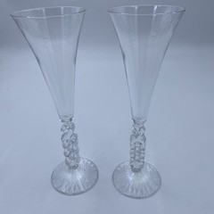 Vtg French Cristal D’Arques Champagne Flutes Millenium 2000 Crystal