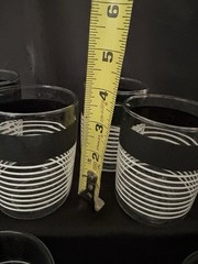 Vintage Libbey Black and White Striped Glass Tumblers Set of 16 MCM Barware