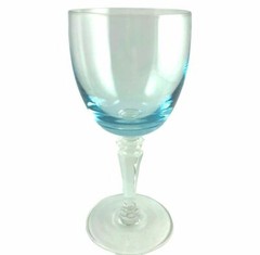 Wine Sherry Glass Crystal Light Blue Multi-Sided Stem 5 7/8