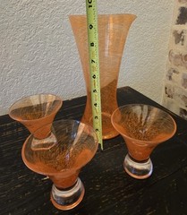 4 Piece Dansk Orange Twist Glassware Pitcher Martini Glasses Handblown Sticker