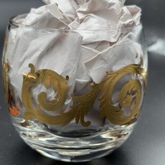 Six (6) MCM Cera 22k Gold Scroll Roly Poly Rocks Glasses Low Ball Tumblers