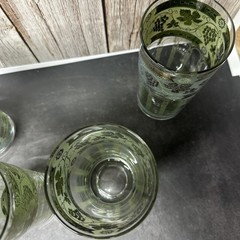 Vintage Golden Grapes Barware Glasses Grapes Columns Cera Mid Century