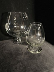 2 VTG Handblown MCM Oversized Balloon Cognac Or Brandy Snifters 1 Terrarium Size