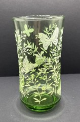 VTG MCM Very HTF Libby Libbey Glasses Grass Green w/White Butterflies Set of 4