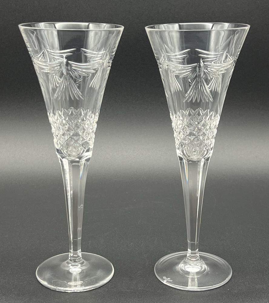 Waterford Crystal Fluted Champagne Glasses Set Of 2 Millennium Series 9 1/4