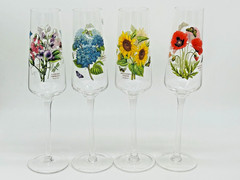 Portmeirion Botanic Garden Set of 4 Champagne Flutes Marked 10.5″ Floral
