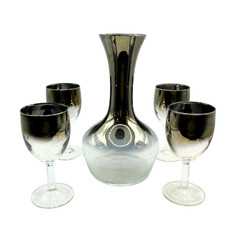 MCM Dorothy Thorpe Style Mercury Fade Bar Set Hollywood Regency Silver Ombre