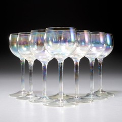 Iridescent Luster Cordial Sherry Port Wine Glasses 8pc Set Lot 4.5″h 1.75″dia