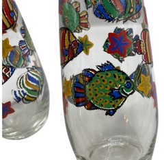 Vtg Libbey Tropical Fish MCM Retro Water Tea Glass Tumblers Beverage Set Of 2