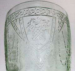 Set Of 2 Uranium Georgian (Lovebird Pattern) Depression Glass Tumblers