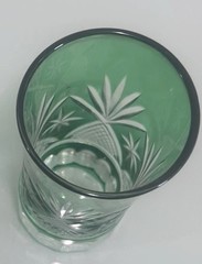 1 AJKA JADE CREEN CUT TO CLEAR CRYSTAL JUICE OR WATER GLASS