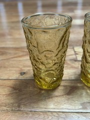 Vtg Anchor Hocking Lido Milano Honey Gold Amber Glass 4 Oz Juice Glass Set Of 4