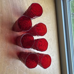 7 Morgantown Seneca Driftwood Red Flat Tumblers 5 1/8” Highball Glass Vntg 12 Oz