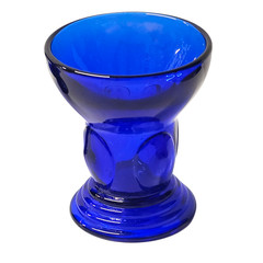 VTG New Martinsville Moondrops Cobalt Blue Handled Whiskey Tumblers Pair 1936–40