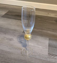 Union Street MANHATTAN Signed Champagne Flute GlasseGold Ball Single Glass