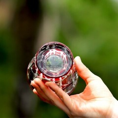 Bohemian Czech Style Hand Cut To Clear Crystal Drinkware Whisky Wine Glass Red