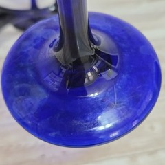 Vintage Libbey Celestial Wine Glasses (4) Cobalt Blue Goblets Sun Moon Stars