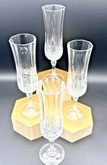 Cristal D’Arques Longchamp Champagne Flutes Set of 4 France Glass