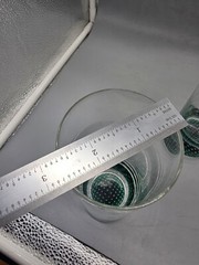 High Ball Green multi Bubble Base 6.25” Glass 14oz. set (2)