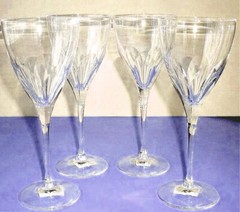 Vera Wang Wedgwood Cabochon 4 PC. Crystal Goblet Water Wine 10oz. Germany New
