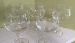 4 Vintage Clear Glass Round 10oz Wine Glasses – 7 1/4″ tall