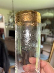 Set 6 Cellini Crystalware 24 K Gold 6.5″ Long Drink Highball Glasses Italy