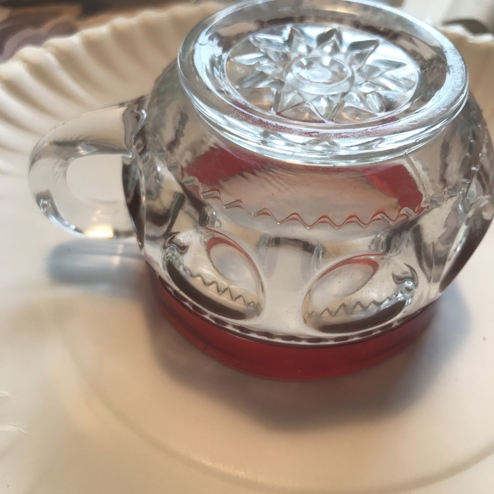 Vintage King’s Crown Thumbprint Ruby Flash Punch Cup US Glass
