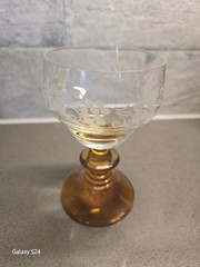 4 German Vintage Hand Cut Wine Glasses – Amber Beehive Stem – Schott Zwiesel