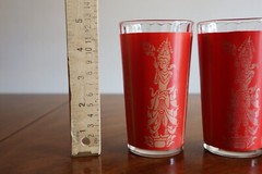 5x Vintage Culver Red Gold Siam Thai Goddess Tumbler Highball Drinking Glass MCM
