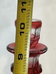 Cranberry Red Cut To Clear Vintage Glass Decanter Blarney Notches Diamonds