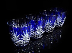 Faberge Odessa Blue Old Fashion Glasses Set of 4 Measure 3.7″ H
